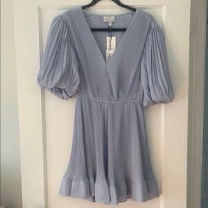 NWT $395 Milly Elle Pleated Dress in Sky Blue - Size 6